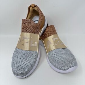 APL NEW Techloom Bliss Rose Gold Champagne Silver Slip-On Sneakers Size 10